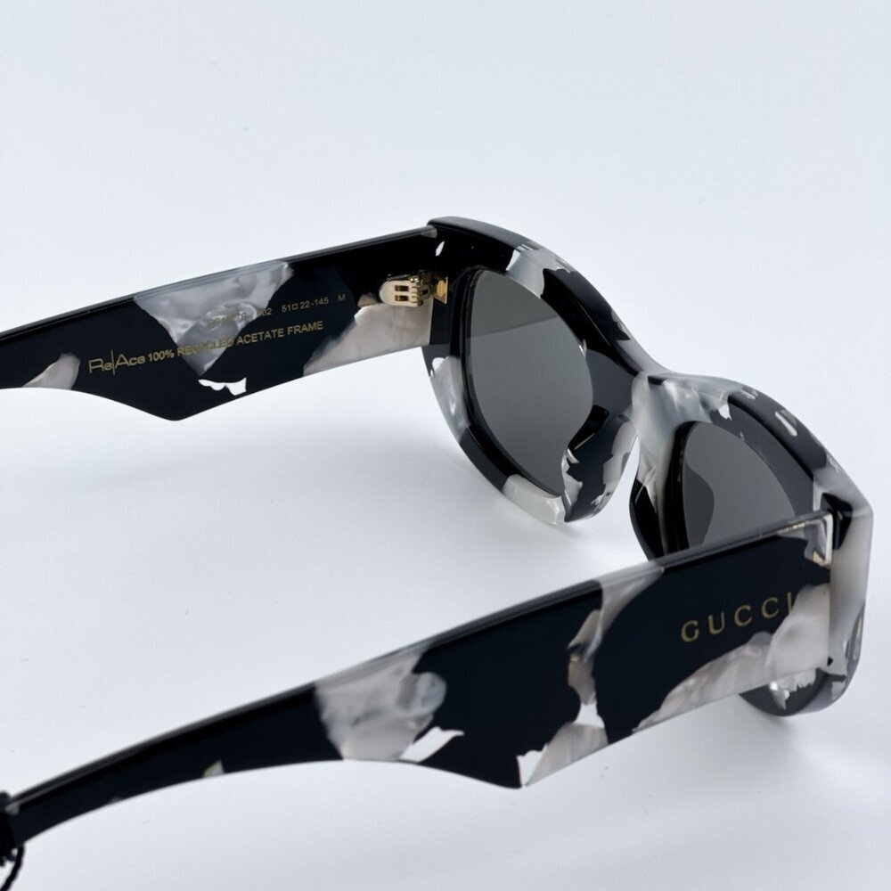 Gucci GG1627S 002 BRAND NEW Sunglasses Black Havana Grey Oval Unisex - Picture 8 of 9